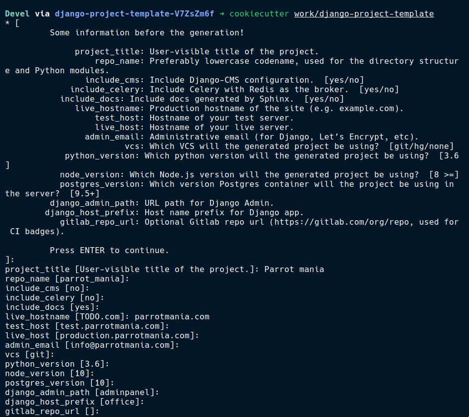 Generating a new project