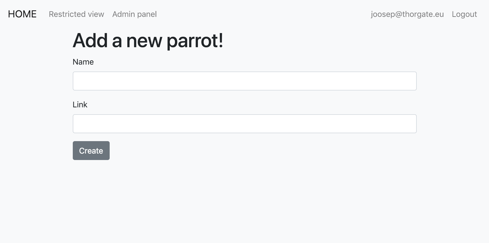 Form for creating a parrot