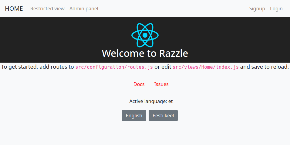 The landing page
